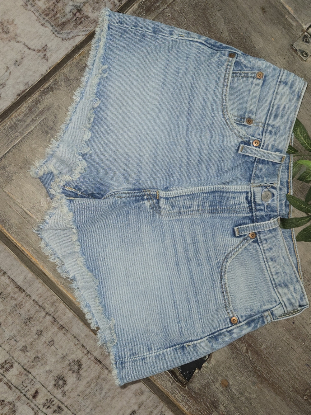 Levi's Light Blue Distressed Denim Cutoff Shorts